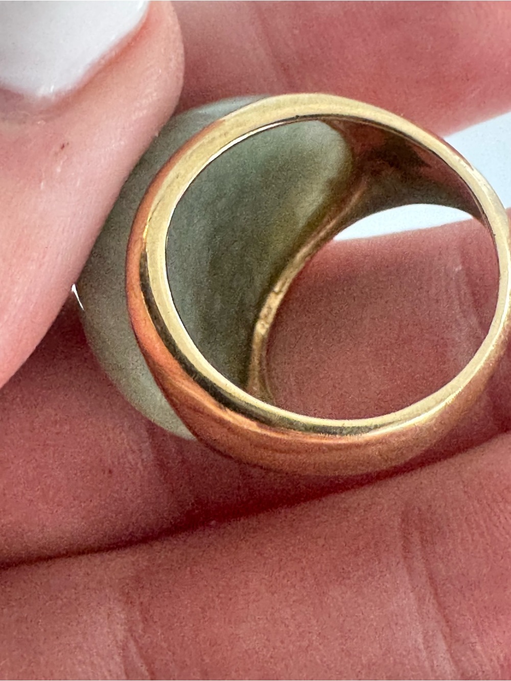 14K gold and jade massive dome ring - Picture 2 of 15